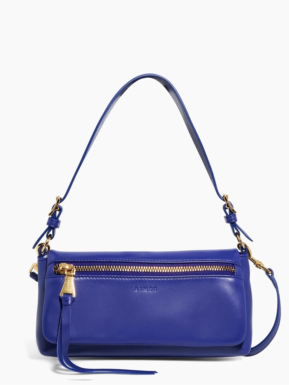 Cobalt Blue Leather Crossbody Bag with Gold Hardware